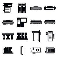 cartridge toner iconen set, eenvoudige stijl vector