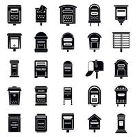 postbus post iconen set, eenvoudige stijl vector