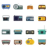 radio muziek oude apparaat pictogrammen instellen vector geïsoleerd