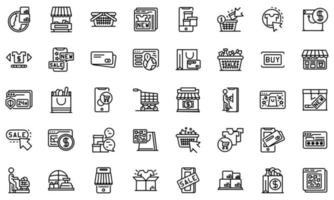 online winkelen iconen set, Kaderstijl vector