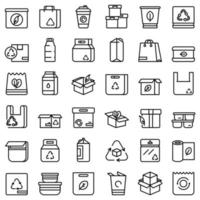 eco verpakking iconen set, Kaderstijl vector