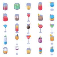 cocktail iconen set, isometrische stijl vector