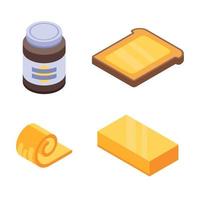 boter iconen set, isometrische stijl vector