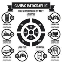 gaming infographic concept, eenvoudige stijl vector