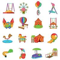 speeltuin iconen set, cartoon stijl vector