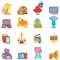 home entertainment iconen set, cartoon stijl vector