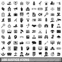 100 rechtvaardigheid iconen set, eenvoudige stijl vector