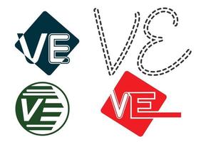 ve letter logo, sticker en pictogram ontwerpsjabloon vector