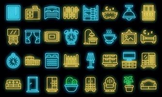 slaapkamer pictogrammen instellen vector neon