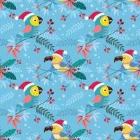 schattige toekanvogel draagt kerstmuts op tak vector