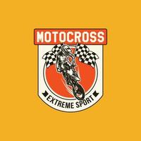 handgetekende motorcross adventure club logo badge vector