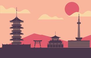 illustratie van de stad kyoto vector