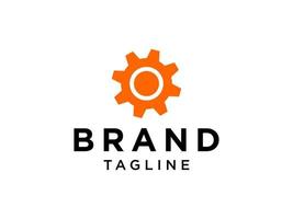 industrieel werknemer logo. oranje cirkel versnelling pictogram symbool binnen geïsoleerd op een witte achtergrond. platte vector logo-ontwerpsjabloon elementen voor bedrijfs- en technologie-logo's.