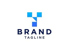 eerste letter t-logo. blauw vierkant afgeronde vorm origami stijl met lijn geïsoleerd op een witte achtergrond. bruikbaar voor bedrijfs- en merklogo's. platte vector logo-ontwerpsjabloon sjabloon.