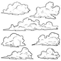 doodle set hand getrokken wolken geïsoleerd voor conceptontwerp. vectorillustratie. vector