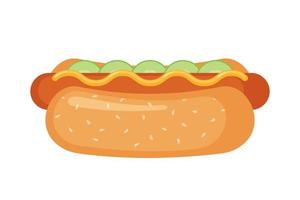 hotdog pictogram in vlakke stijl geïsoleerd op een witte achtergrond. fastfood-symbool. vectorillustratie. vector