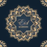 eid mubarak wenskaart met mandala patroon achtergrond vectorillustratie vector