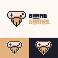 eenvoudige minimalistische gamepad-joystick met baardlogo-ontwerp vector