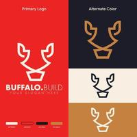 eenvoudig minimalistisch logo-ontwerp met buffelkop vector