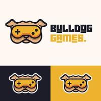 eenvoudig minimalistisch bulldog-gamepad-joystick-logo-ontwerp vector