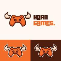 eenvoudige minimalistische gamepad-joystick met hoornlogo-ontwerp vector