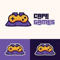 eenvoudige minimalistische gamepad-joystick met cape-logo-ontwerp vector
