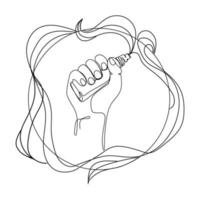 elektronische sigaret in man hand lijn kunst vector illustration.vapor vaporizer logo template.hand met vape zwart-wit schets in doodle voering stijl tekening op witte achtergrond