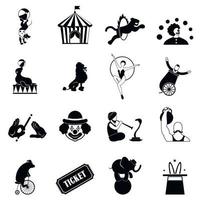 circus eenvoudige pictogrammen instellen vector