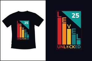 verjaardag gaming vintage t-shirtontwerp met niveau 5 ontgrendeld moderne citaten typografie t-shirtontwerp vector