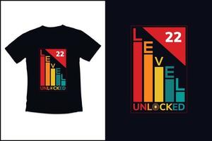 verjaardag gaming vintage t-shirtontwerp met niveau 5 ontgrendeld moderne citaten typografie t-shirtontwerp vector