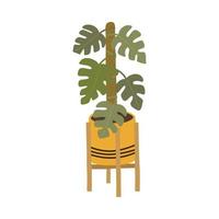 botanische plant monstera in scandinavische pot in boho-stijl vector