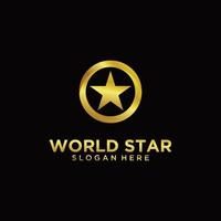 wereld ster logo ontwerp luxe pictogram sjabloon gouden ster logo modern concept vector