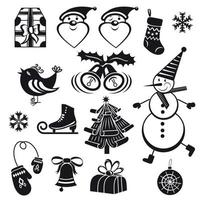 vrolijke kerst zwart-wit illustraties set vector