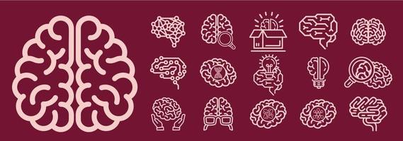 menselijke hersenen pictogramserie. vector illustratie