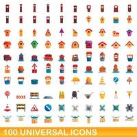 100 universele iconen set, cartoon stijl vector