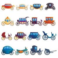 Brougham iconen set, cartoon stijl vector