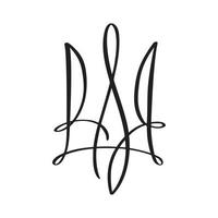 vector nationale Oekraïense symbool drietand pictogram. hand getrokken kalligrafie wapenschild van Oekraïne staat embleem zwarte kleur illustratie vlakke stijl afbeelding