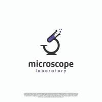 microscoop met laboratoriumfles logo ontwerp modern concept vector