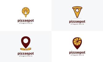 set van pizza punt logo ontwerp op geïsoleerde achtergrond, pizzeria plaats logo pictogrammalplaatje vector