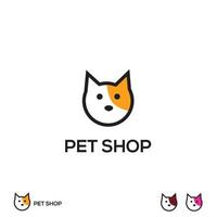 dierenwinkel logo ontwerp modern concept, huisdier logo ontwerp, kat logo ontwerp, sjabloon grafisch element, pictogram vector