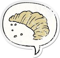 cartoon croissant en tekstballon noodlijdende sticker vector