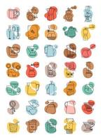 accessoires voor koffie icoon lineart, rustige eenvoudige kleur vectorillustratie vector