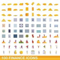 100 financiën iconen set, cartoon stijl vector