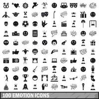 100 emotie iconen set, eenvoudige stijl vector