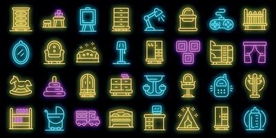 kinderkamer pictogrammen instellen vector neon