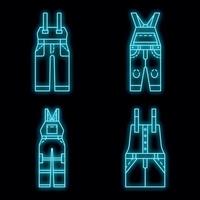 overall icon set vector neon