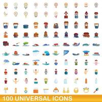 100 universele iconen set, cartoon stijl vector