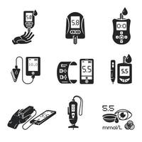 glucosemeter iconen set, eenvoudige stijl vector