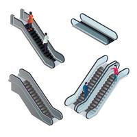 roltrap iconen set, isometrische stijl vector