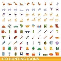 100 jacht iconen set, cartoon stijl vector